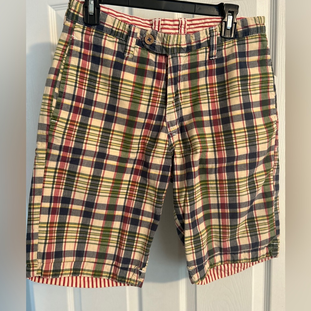 Tailor Vintage Mens W28 Reversible Madras Preppy Chino Shorts